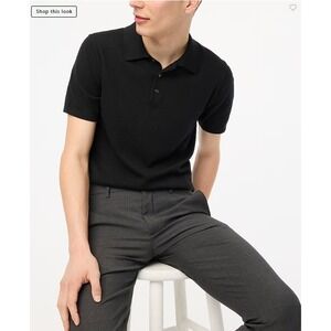 J Crew Shirt Mens Medium Black Sweater Polo Short Sleeve Golf Preppy BH753